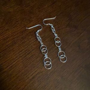 Silver Circle Dangle Earrings